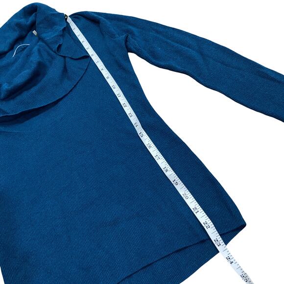 T TAHARI Women's Long Sleeve Cowl Neck Sweater Blue Size XS Petite - Picture 5 of 9